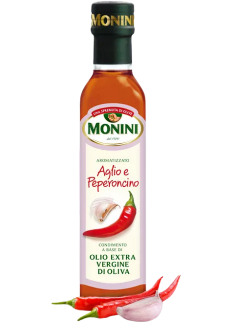 Monini fokhagyma-chili ízesítésű extra szűz olívaolaj